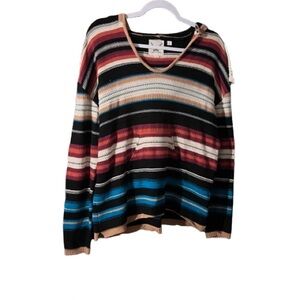 Colorful Striped V-Neck Sweater
